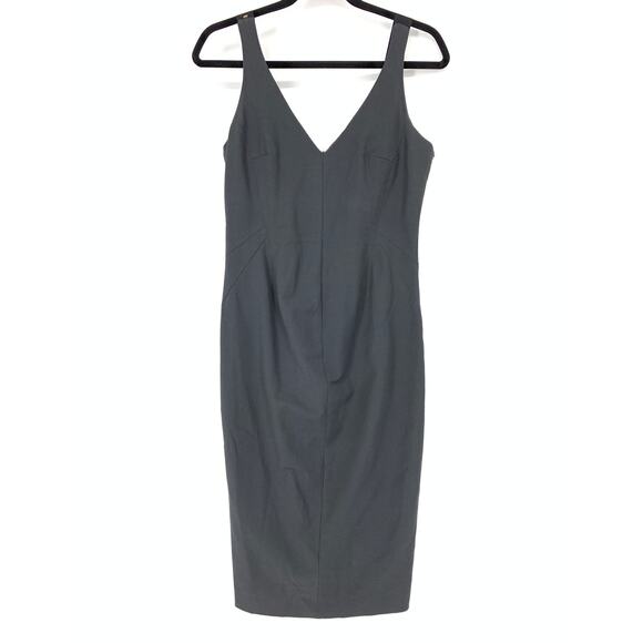 SPORTMAX Dress Women's Size 8 Fitted V Neck Sheath Sleeveless Solid Dark Gray - Picture 1 of 6